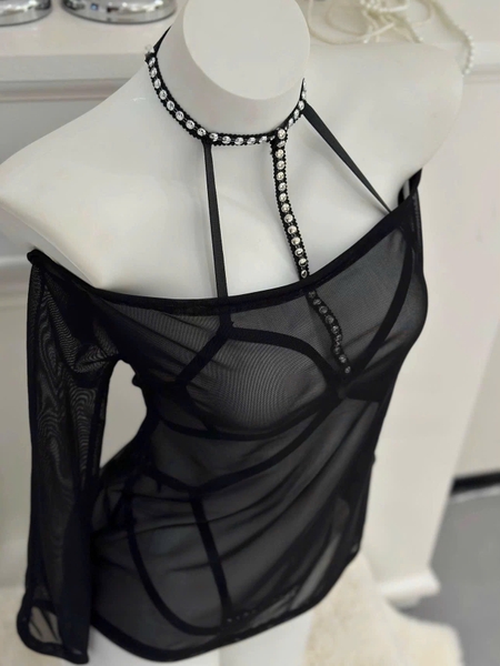 [KÈM ÁO NGOÀI] Bộ đồ ngủ Wicked Set S2525 gồm dây đai trong và áo ngoài mỏng xuyên thấu gợi cảm quyến rũ Bralettehousevn