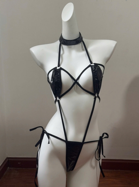 Bộ đồ liền thân dây Skin-tight Bodysuit S2527 da PU táo bạo gợi cảm nóng bỏng Bralettehousevn