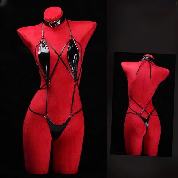 Bộ đồ liền thân dây Skin-tight Bodysuit S2527 da PU táo bạo gợi cảm nóng bỏng Bralettehousevn