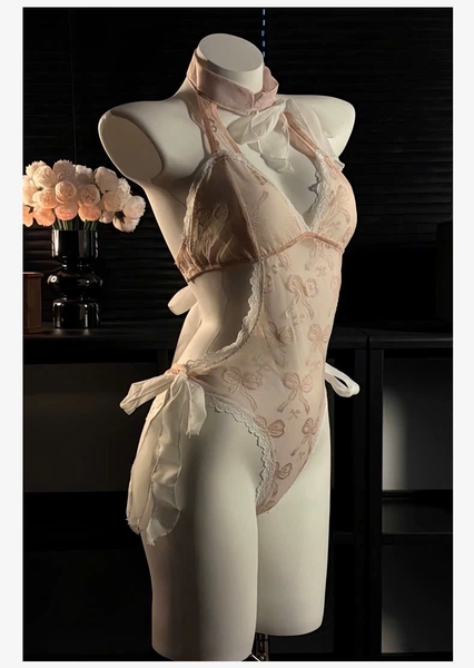 Bộ đồ liền thân Centi Bodysuit voan mỏng cột nơ xuyên thấu gợi cảm Bralettehousevn