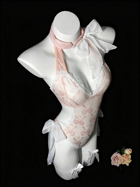 Bộ đồ liền thân Centi Bodysuit voan mỏng cột nơ xuyên thấu gợi cảm Bralettehousevn