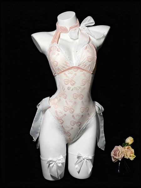 Bộ đồ liền thân Centi Bodysuit voan mỏng cột nơ xuyên thấu gợi cảm Bralettehousevn