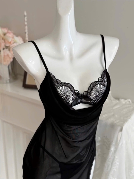 Đầm váy ngủ Aria Dress xuyên thấu phối ren gợi cảm sang trọng quyến rũ cổ đổ xẻ tà Bralettehousevn
