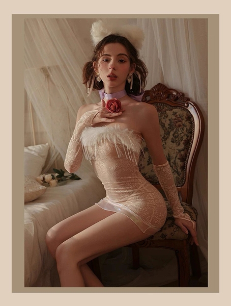 Bộ đồ cosplay Mèo phong cách Trung Hoa truyền thống Hairy Set S2576 gợi cảm xuyên thấu Bralettehousevn