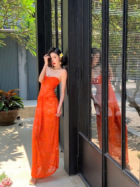 Đầm váy ren nữ Oran Dress S2530 xuyên thấu hot hit nhất mùa hè cúp ngang dáng dài siêu tôn dáng gợi cảm Bralettehousevn