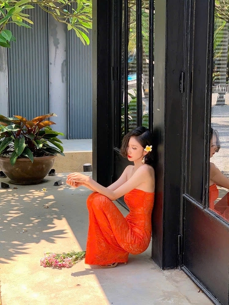 Đầm váy ren nữ Oran Dress S2530 xuyên thấu hot hit nhất mùa hè cúp ngang dáng dài siêu tôn dáng gợi cảm Bralettehousevn