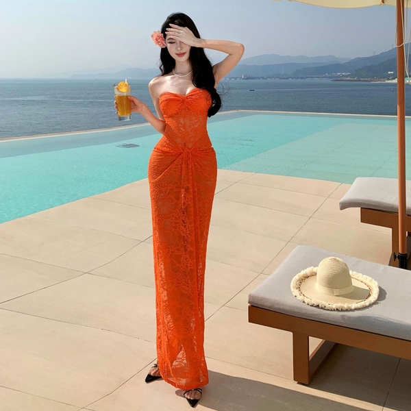 Đầm váy ren nữ Oran Dress S2530 xuyên thấu hot hit nhất mùa hè cúp ngang dáng dài siêu tôn dáng gợi cảm Bralettehousevn