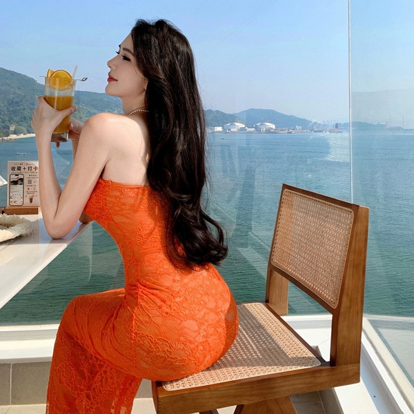 Đầm váy ren nữ Oran Dress S2530 xuyên thấu hot hit nhất mùa hè cúp ngang dáng dài siêu tôn dáng gợi cảm Bralettehousevn