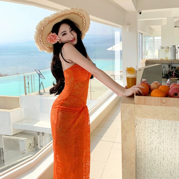 Đầm váy ren nữ Oran Dress S2530 xuyên thấu hot hit nhất mùa hè cúp ngang dáng dài siêu tôn dáng gợi cảm Bralettehousevn