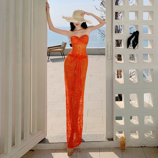 Đầm váy ren nữ Oran Dress S2530 xuyên thấu hot hit nhất mùa hè cúp ngang dáng dài siêu tôn dáng gợi cảm Bralettehousevn