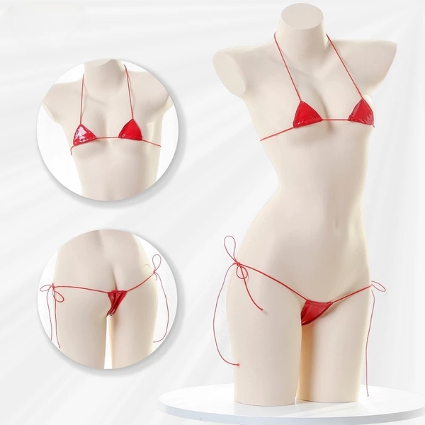 Set đồ lót tiny da PU cột dây 2 mảnh Qiana Set S2533 gợi cảm táo bạo Bralettehousevn