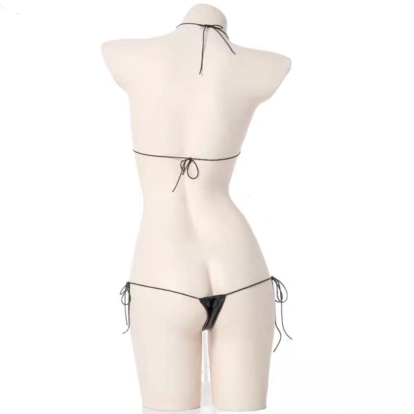 Set đồ lót tiny da PU cột dây 2 mảnh Qiana Set S2533 gợi cảm táo bạo Bralettehousevn