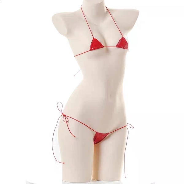 Set đồ lót tiny da PU cột dây 2 mảnh Qiana Set S2533 gợi cảm táo bạo Bralettehousevn