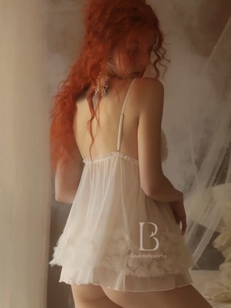 Đầm váy ngủ nữ Amireux Dress S1627 đính hoa nổi 3D gợi cảm cao cấp dáng xoè Bralettehousevn