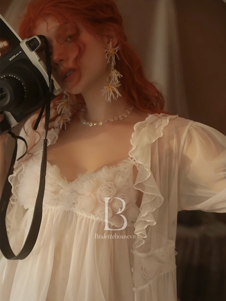 Đầm váy ngủ nữ Amireux Dress S1627 đính hoa nổi 3D gợi cảm cao cấp dáng xoè Bralettehousevn