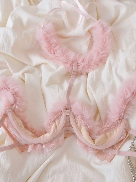 Bộ đồ lót cut out táo bạo đính lông Purpur Set S2683 (không kèm dán ti) gợi cảm limited valentines Bralettehousevn