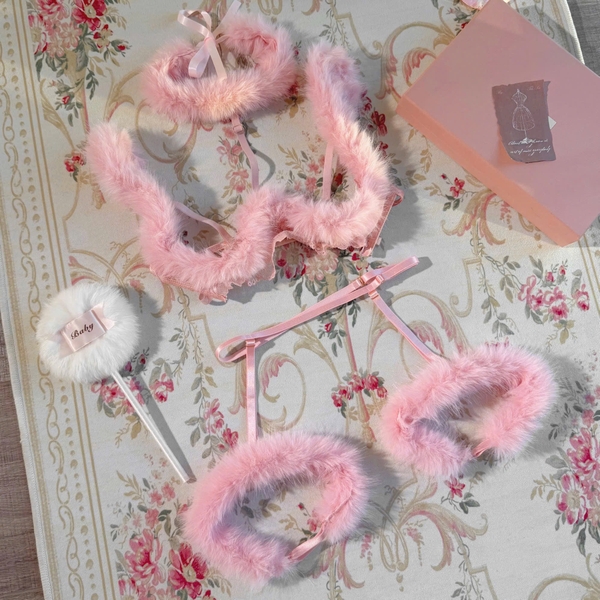 Bộ đồ lót cut out táo bạo đính lông Purpur Set S2683 (không kèm dán ti) gợi cảm limited valentines Bralettehousevn