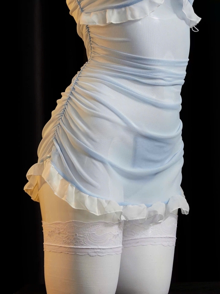 Bộ đầm ngủ dáng yếm Liquid Dress mỏng xuyên thấu kèm quần Bralettehousevn