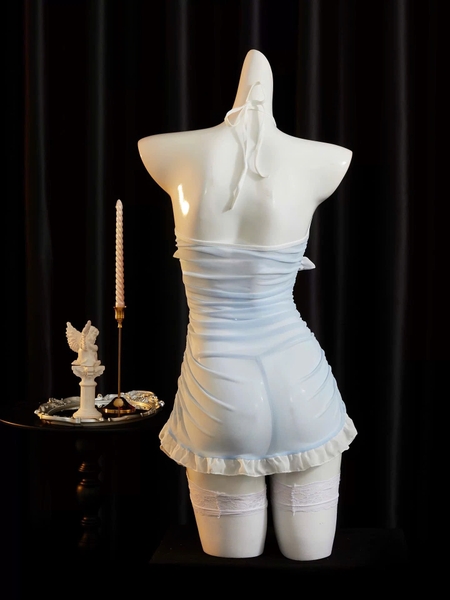 Bộ đầm ngủ dáng yếm Liquid Dress mỏng xuyên thấu kèm quần Bralettehousevn