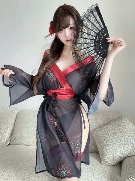 Bộ đồ cosplay Kisa Kimono phong cách Nhật Bản xuyên thấu siêu gợi cảm quyến rũ Bralettehousevn