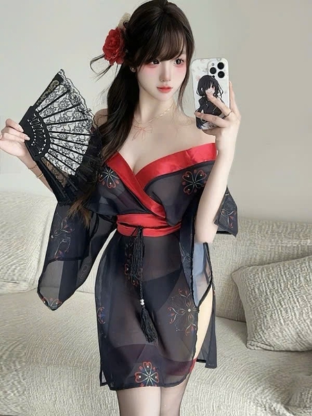 Bộ đồ cosplay Kisa Kimono phong cách Nhật Bản xuyên thấu siêu gợi cảm quyến rũ Bralettehousevn