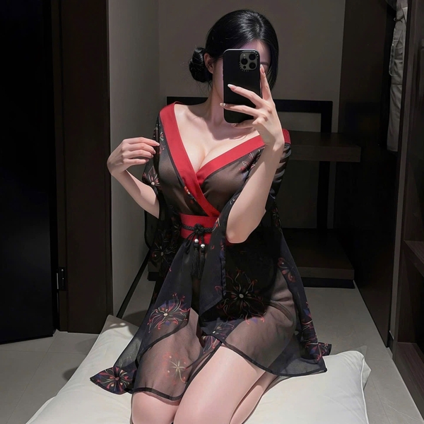 Bộ đồ cosplay Kisa Kimono phong cách Nhật Bản xuyên thấu siêu gợi cảm quyến rũ Bralettehousevn