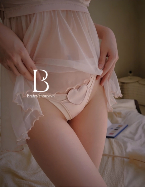 Đầm váy ngủ nữ cut out trái tim Hermi Dress S1874 cao cấp xuyên thấu phối satin Bralettehousevn