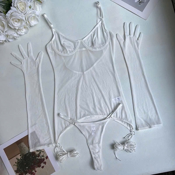 [🔥Tặng găng tay] Váy ngủ 𝐒𝟐𝟎𝟗𝟏 𝐆𝐞𝐫𝐝𝐚 𝐒𝐞𝐭 kèm dây tất cá tính cho nữ Bralettehousevn