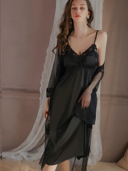 Áo choàng ngủ nữ xuyên thấu Choàng Smiley S2212 cao cấp gợi cảm siêu tôn dáng phối ren Bralettehousevn