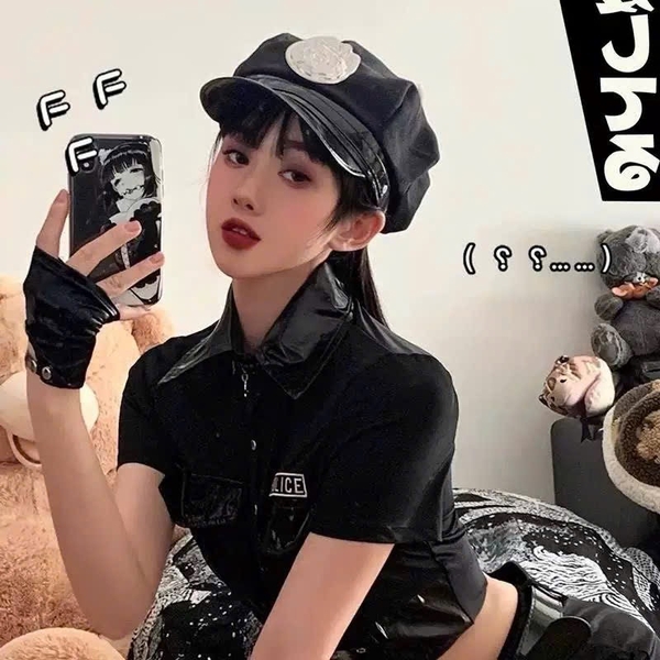 (Kèm vớ) Bộ đồ cosplay cảnh sát Justice Police Set S2532 gợi cảm tôn dáng chân váy ôm sát Bralettehousevn