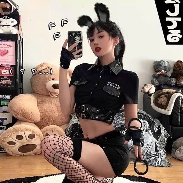 (Kèm vớ) Bộ đồ cosplay cảnh sát Justice Police Set S2532 gợi cảm tôn dáng chân váy ôm sát Bralettehousevn