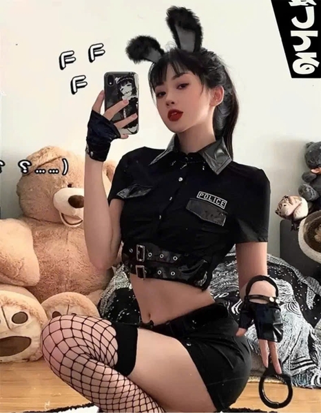 (Kèm vớ) Bộ đồ cosplay cảnh sát Justice Police Set S2532 gợi cảm tôn dáng chân váy ôm sát Bralettehousevn