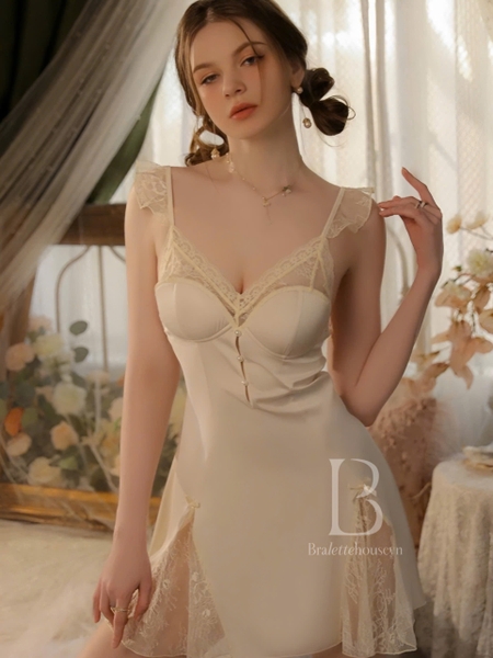 Đầm váy ngủ nữ Ingrid Dress S2238 satin có mút mỏng cánh tiên tiểu thư Bralettehousevn