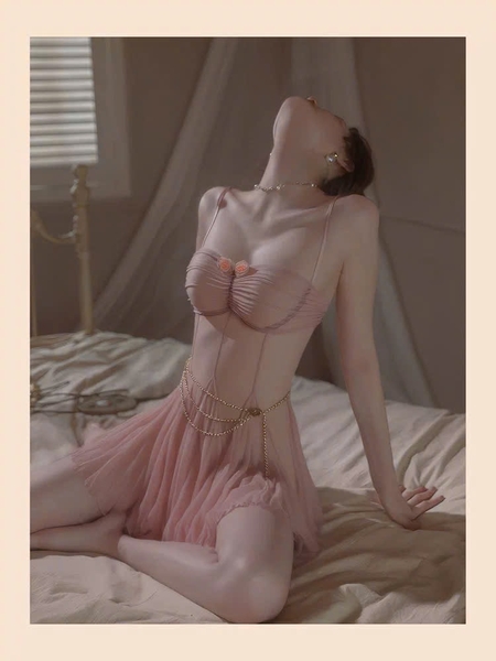 Đầm váy ngủ cut out Veil Dress S2625 xuyên thấu co giãn đính hoa form xoè tôn dáng Bralettehousevn