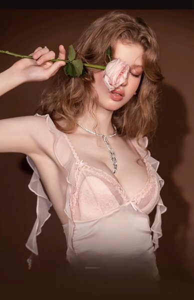 Váy đầm ngủ nữ satin cao cấp Somnia Dress S2539 vạt xéo form ôm dây rũ cánh tiên trendy nữ tính gợi cảm có sẵn mút Bralettehousevn