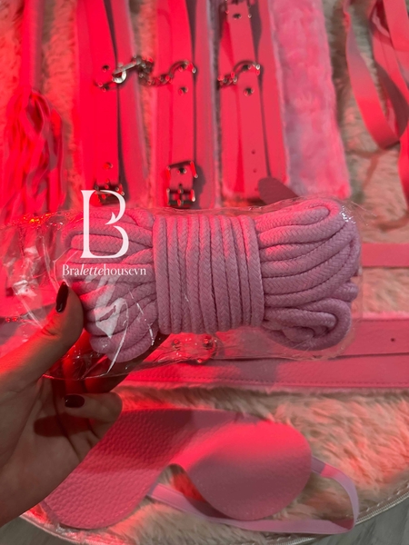 Bộ đồ 8 món phụ kiện LOVE ME HARDER SET PK275 da PU phối lông mềm Bralettehousevm