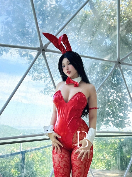 (Kèm cài và phụ Emily Bunny Set S2317 bộ đồ liền thân thỏ da bóng siêu gợi cảm quyến rũ Bralettehousevn