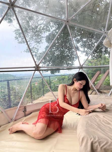 (Kèm quần) Đầm ngủ nữ full ren Mate Dress S2347 gợi cảm forn dài suông đuôi cá gợi cảm quyến rũ Bralettehousevn