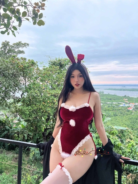 (Kèm cài) Doe Bunny Set S2319 bộ đồ liền thân cosplay thỏ chất nhung gợi cảm khoét đáy Bralettehousevn