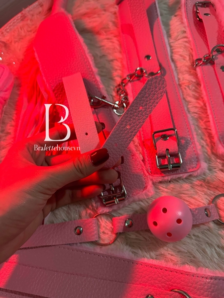 Bộ đồ 8 món phụ kiện LOVE ME HARDER SET PK275 da PU phối lông mềm Bralettehousevm