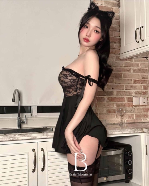 (CÓ BIG SIZE) Đầm ngủ nữ Ami Dress phối ren cột dây dáng xoè gợi cảm Bralettehousevn