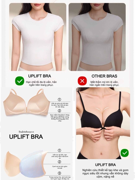[THÊ HỆ MỚI] Uplift Bra S2394 áo lót nữ cài trước push up tạo khe cao cấp bề mặt trơn BralettehousevnUplift Bra