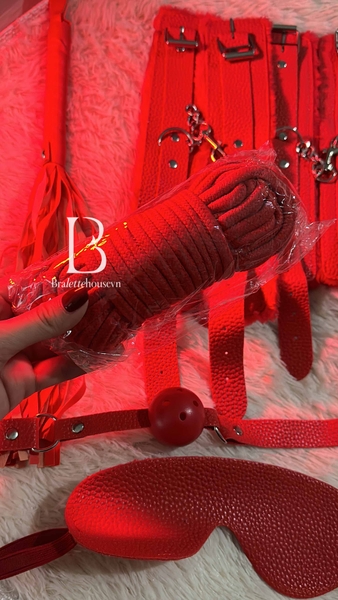 Bộ đồ 8 món phụ kiện LOVE ME HARDER SET PK275 da PU phối lông mềm Bralettehousevm