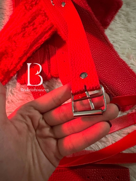 Bộ đồ 8 món phụ kiện LOVE ME HARDER SET PK275 da PU phối lông mềm Bralettehousevm