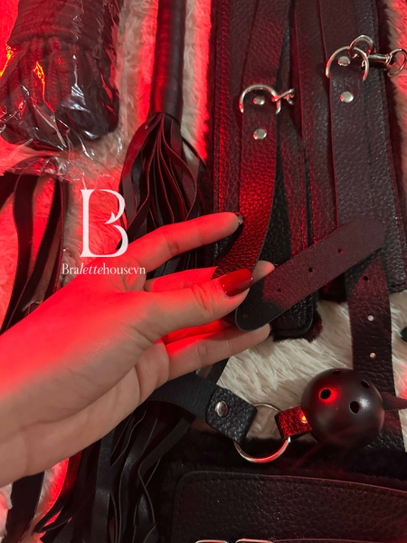 Bộ đồ 8 món phụ kiện LOVE ME HARDER SET PK275 da PU phối lông mềm Bralettehousevm