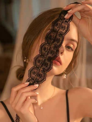 [𝐂𝐡𝐞 𝐭𝐞̂𝐧 - 🔥𝐇𝐨𝐚̉ 𝐭𝐨̂́𝐜] Bịt mắt ren PK1867 JAVI ren phụ kiện cột dây gợi cảm quyến rũ Bralettehousevn