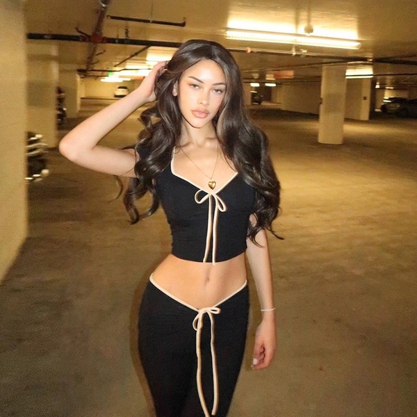 [💝Y2K TREND💝] 𝗦𝟮𝟭𝟬𝟲 𝗔𝗦𝗧𝗘𝗟 𝗦𝗘𝗧 bộ đồ quần dài cột nơ croptop y2k thoải mái mùa hè du lịch sexy gợi cảm Bralettehousevn