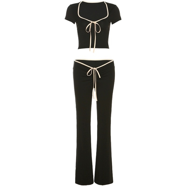 [💝Y2K TREND💝] 𝗦𝟮𝟭𝟬𝟲 𝗔𝗦𝗧𝗘𝗟 𝗦𝗘𝗧 bộ đồ quần dài cột nơ croptop y2k thoải mái mùa hè du lịch sexy gợi cảm Bralettehousevn