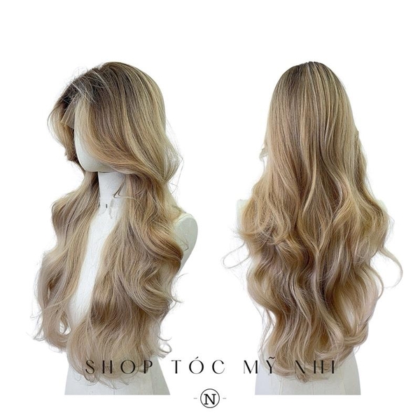 Tóc Giả Mỹ Nhi Bouncy Curl Xoăn Bung Layer Mái Bay Màu Tóc Chân Nâu Khói Sữa X-3D-0203 Da Đầu 3D Kết Hợp ( phân khúc DÁN KEO)