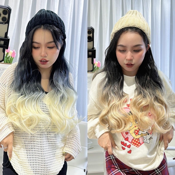 Mũ Len KÈM Tóc Giả Xoăn Nhuộm Vàng 42